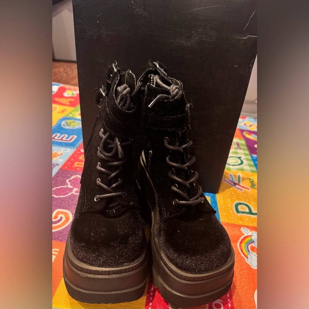 Demonia Velvet Platform Boots with Box
